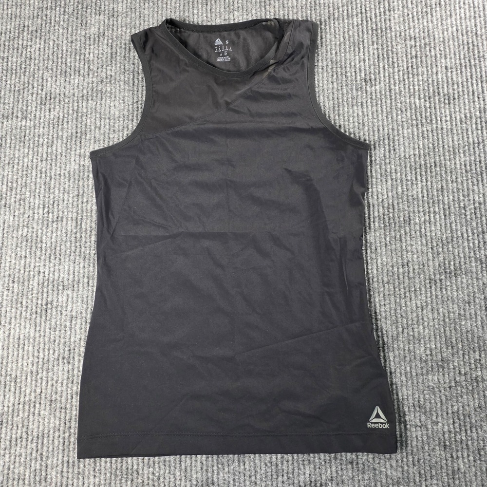 Reebok Womens Black Mesh Panel Active Tank Top Athletic Gym Shirt‎ Small NWT